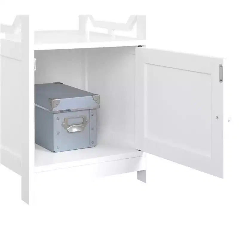 Belmont End Table with Cabinet and Open Shelf Storage, Stylish Octagon Design, Compact MDF Side Table for Living Room or Bedroom