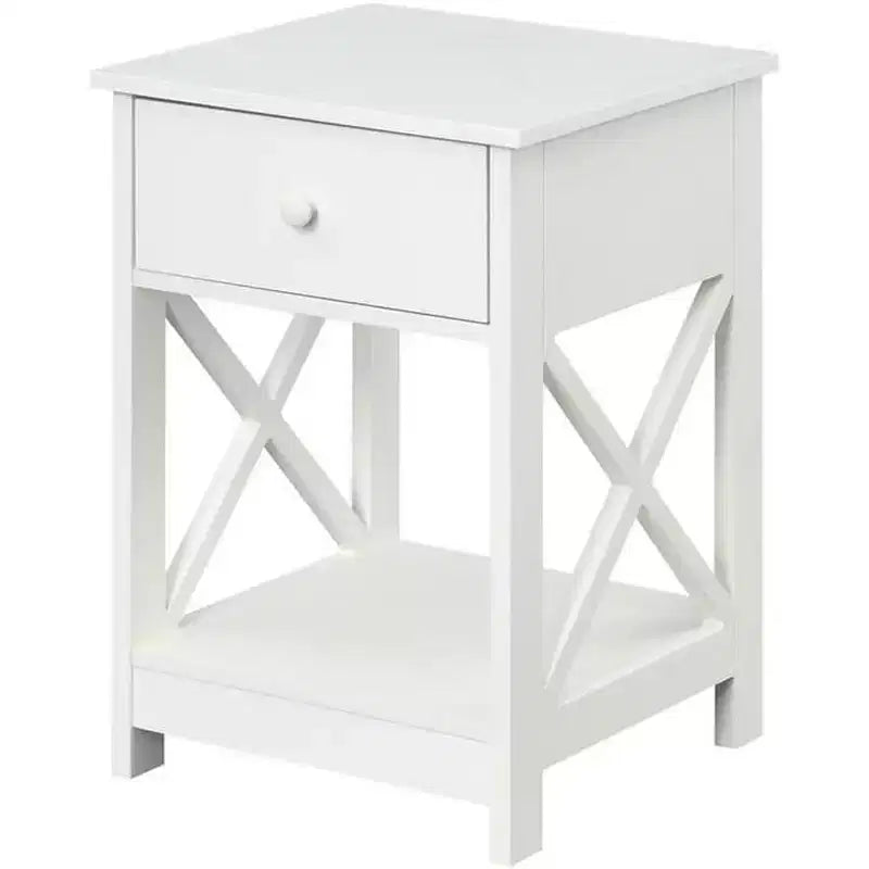 Belmont 1 Drawer End Table with Clean Lined Design, Two Tier Shelves and Pull Out Drawer, Compact Accent Table for Living Room