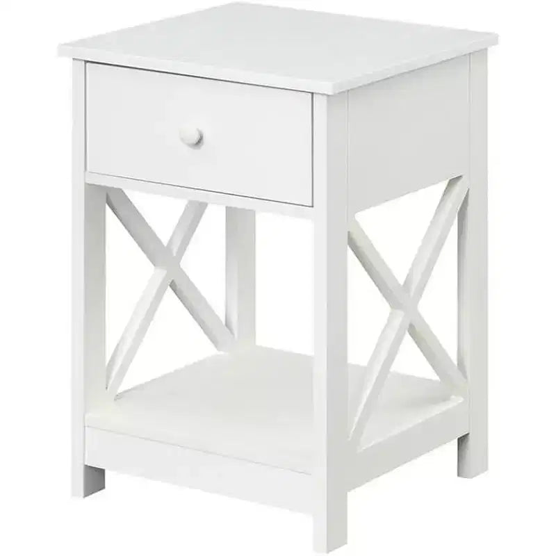Belmont 1 Drawer End Table with Clean Lined Design, Two Tier Shelves and Pull Out Drawer, Compact Accent Table for Living Room