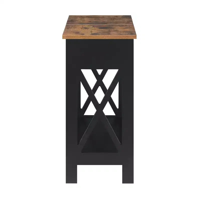 Belmont Flip Top End Table with Charging Station and Shelf, Two Tone Finish, Modern Chairside Table with Hidden Storage and Display