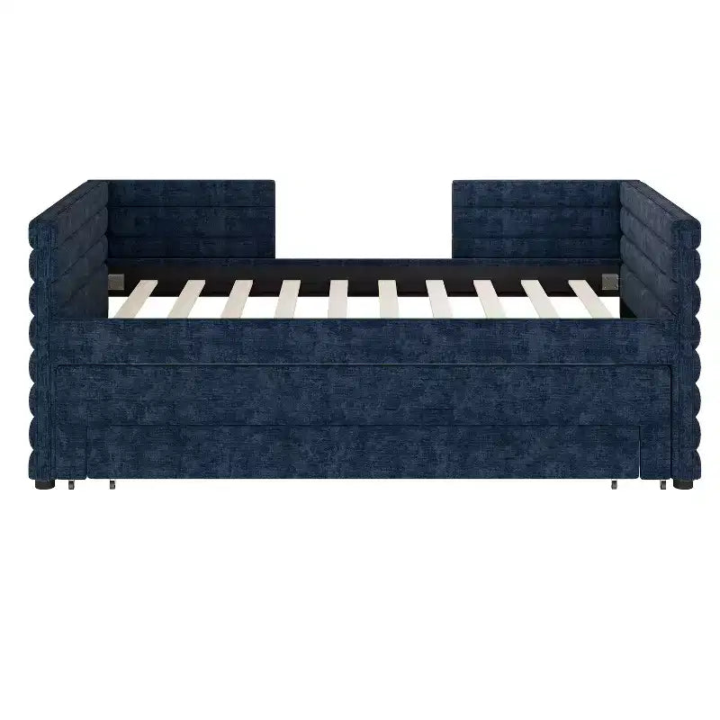 Twin Size Upholstered Daybed with Trundle and Storage Drawers