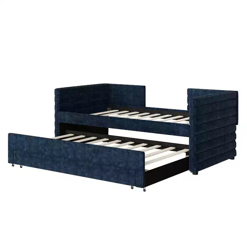 Twin Size Upholstered Daybed with Trundle and Storage Drawers