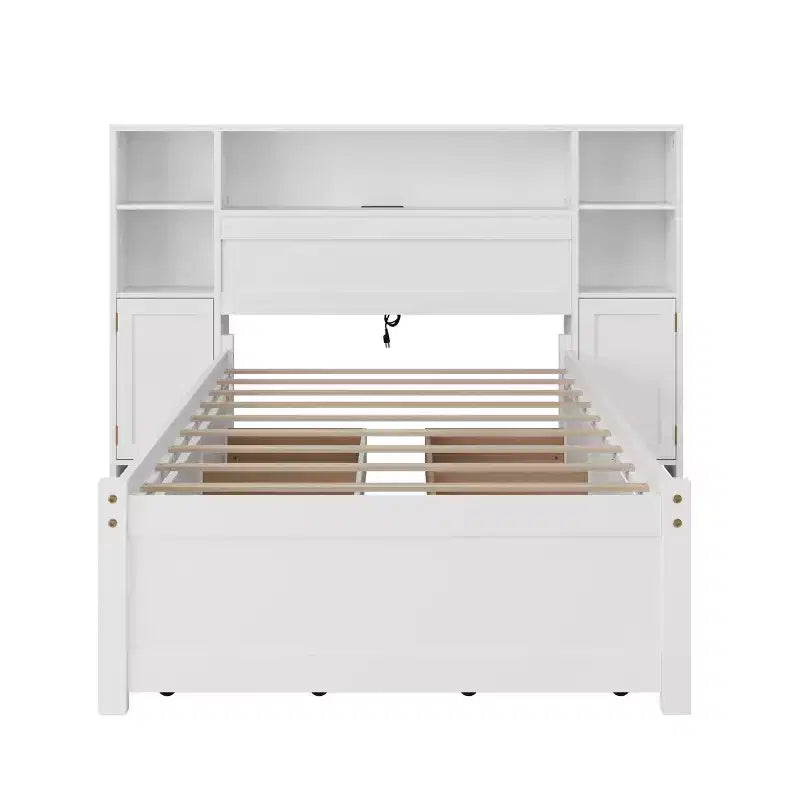 Lucas Twin Size Wooden Storage Bed with Tall Bookcase Headboard and Drawers