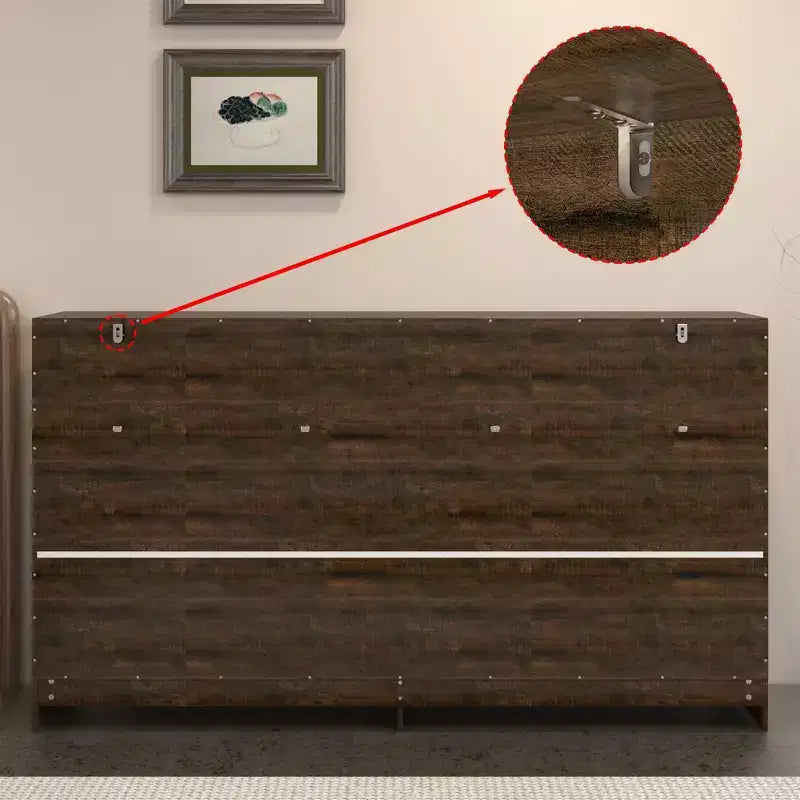 Rustic 9 - Drawer Chest Dresser Organizer Compartments Solid Build, Spacious Drawers