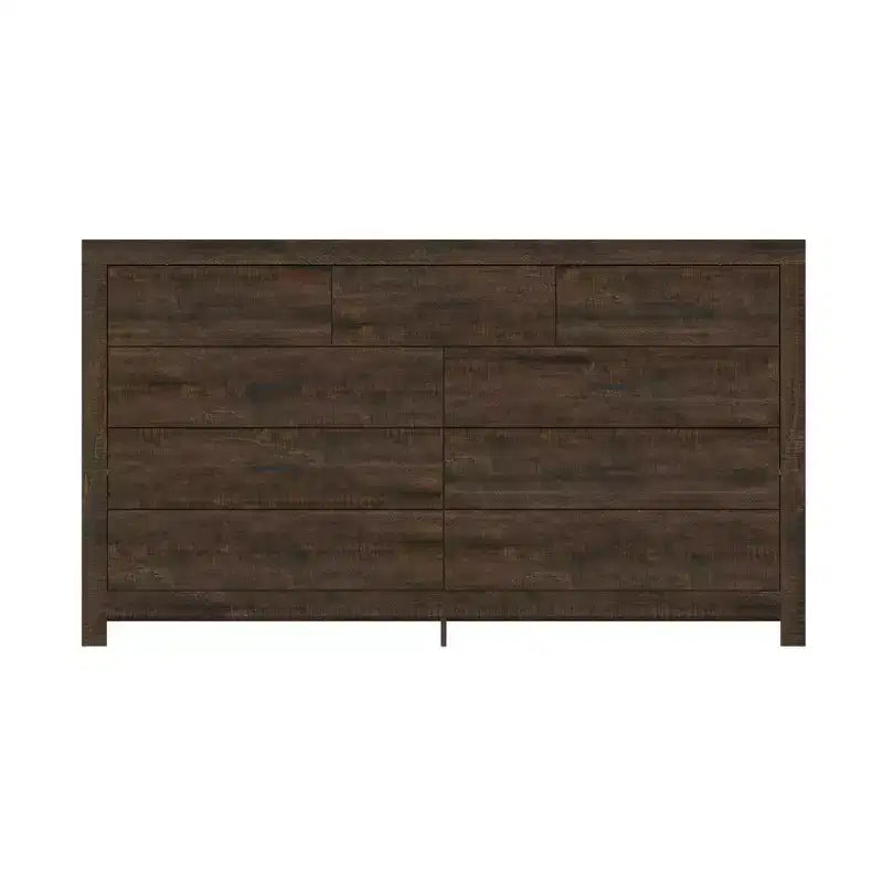 Rustic 9 - Drawer Chest Dresser Organizer Compartments Solid Build, Spacious Drawers
