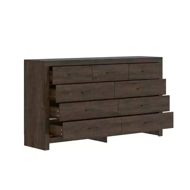 Rustic 9 - Drawer Chest Dresser Organizer Compartments Solid Build, Spacious Drawers