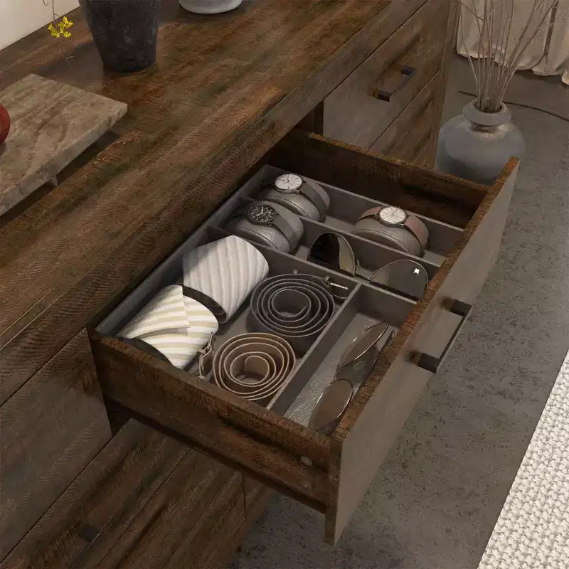 Rustic 9 - Drawer Chest Dresser Organizer Compartments Solid Build, Spacious Drawers