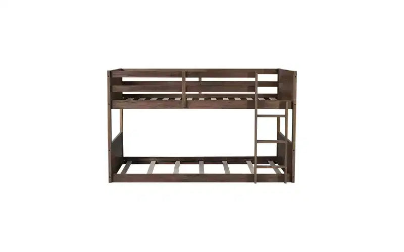 Wooden Bunk Bed Twin Over Twin, Solid Rubberwood Bed Frame with Built-in Ladder, for Small Spaces,Bedroom,Space Saving, No Box Spring Needed