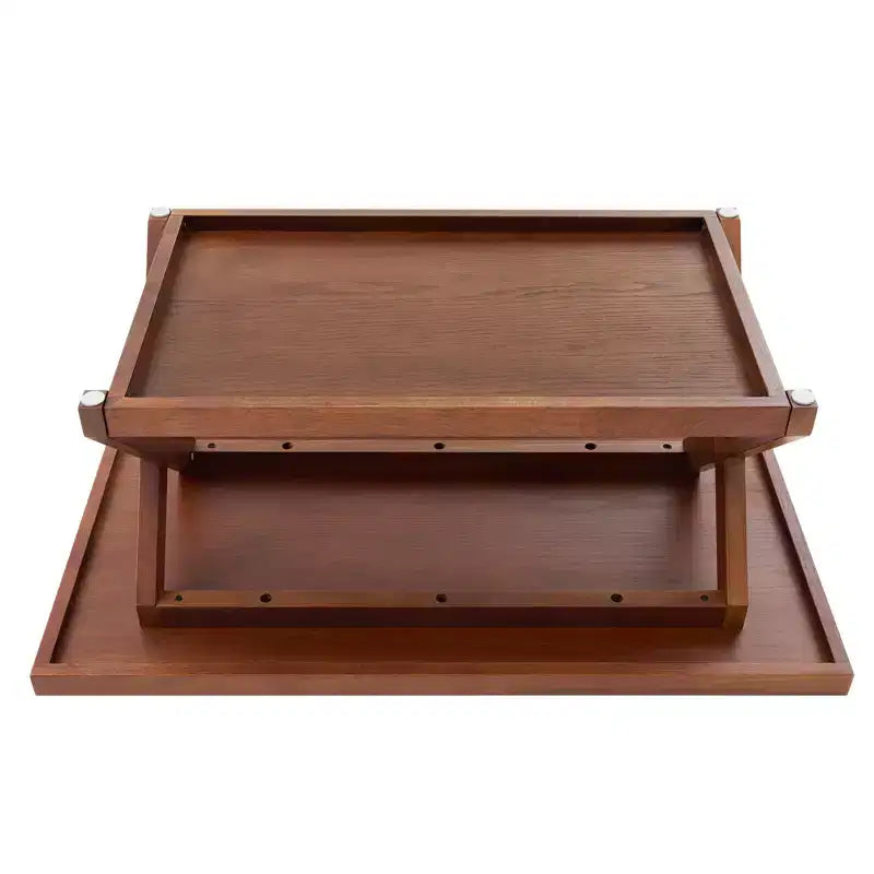 40 Solid Oak Coffee Table,2-Tier Modern Farmhouse Rectangle Center Table with Storage Shelf & X-Shaped Legs, Walnut Finish