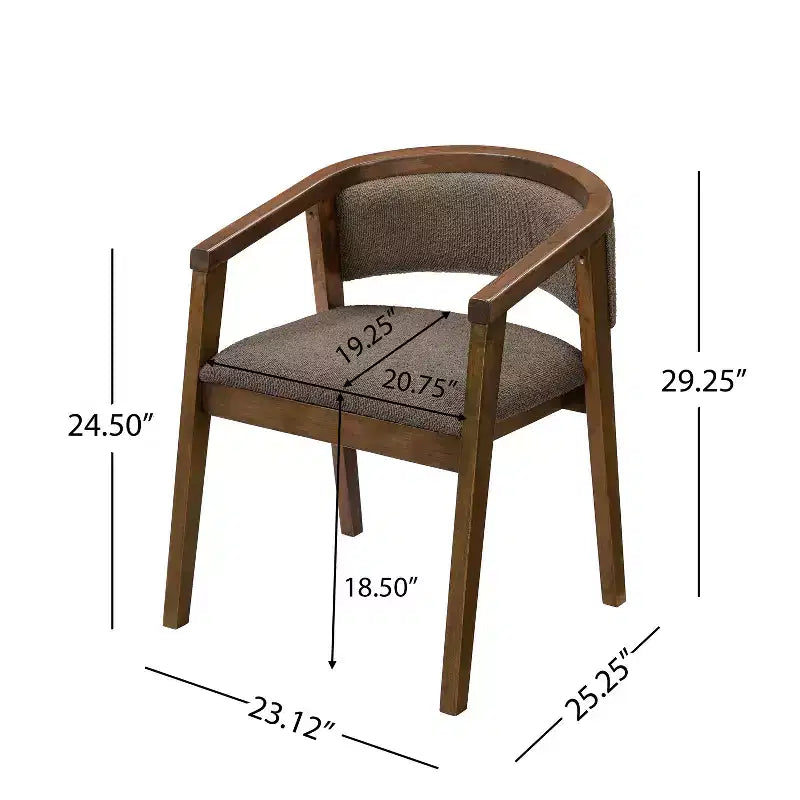 Mid Century Modern Boucle Upholstered Dining Chairs with U-Shaped Armrests