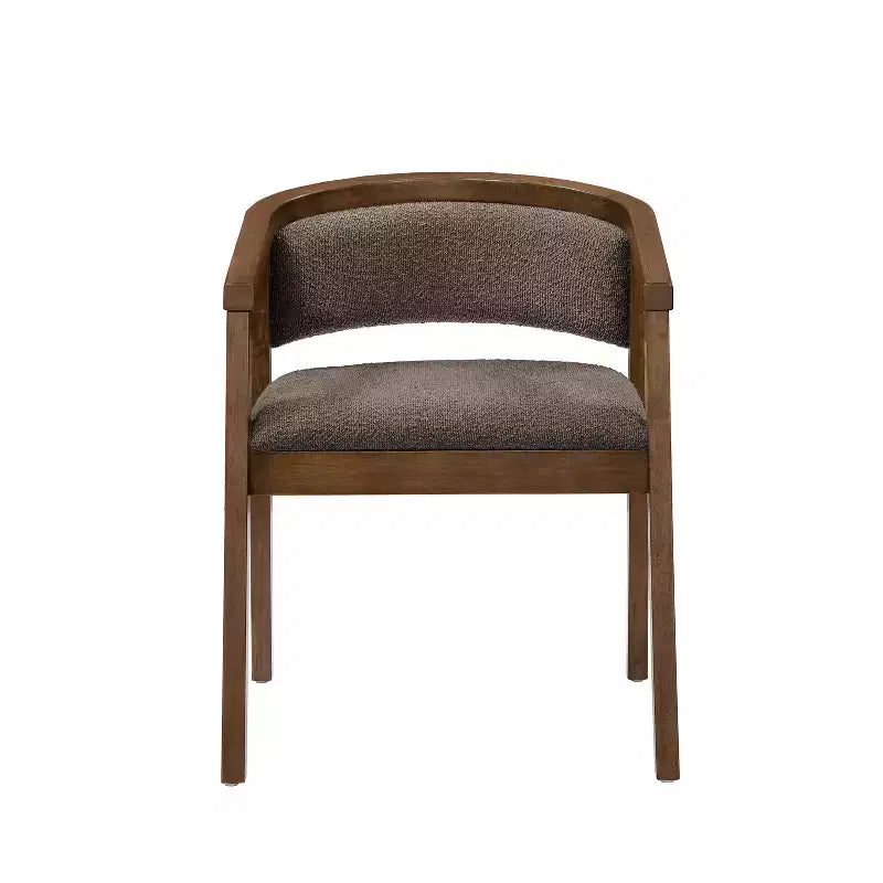 Mid Century Modern Boucle Upholstered Dining Chairs with U-Shaped Armrests