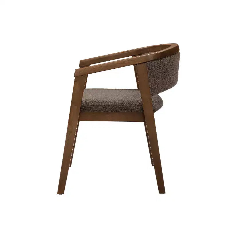 Mid Century Modern Boucle Upholstered Dining Chairs with U-Shaped Armrests