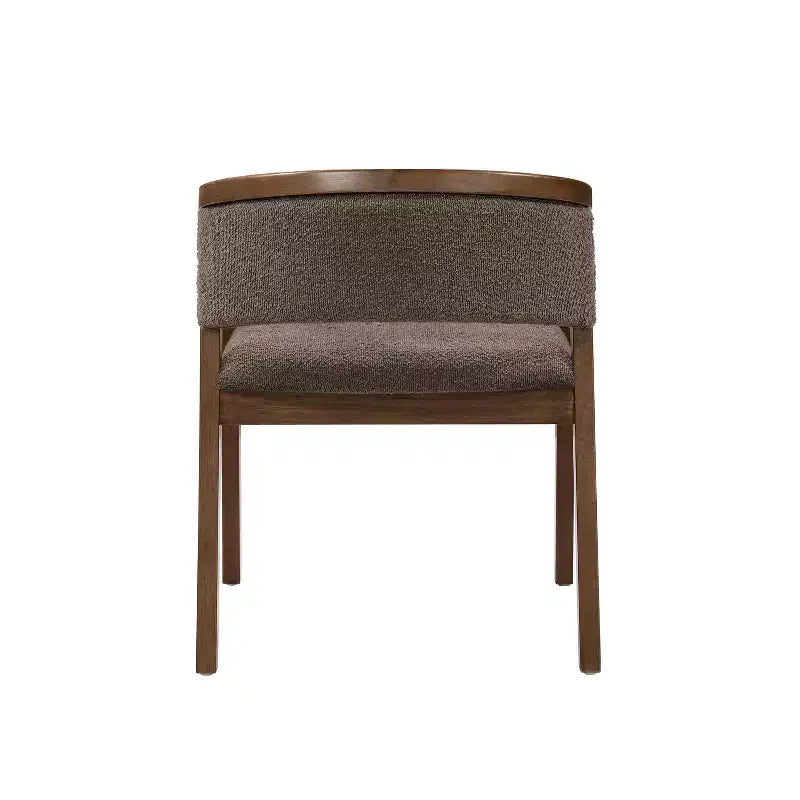 Mid Century Modern Boucle Upholstered Dining Chairs with U-Shaped Armrests