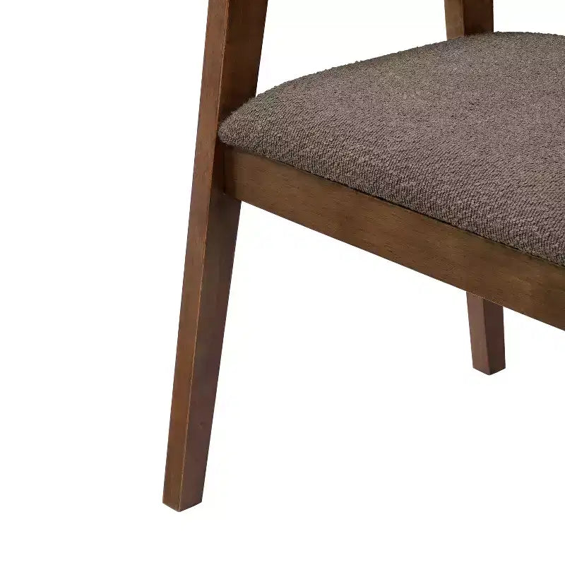 Mid Century Modern Boucle Upholstered Dining Chairs with U-Shaped Armrests