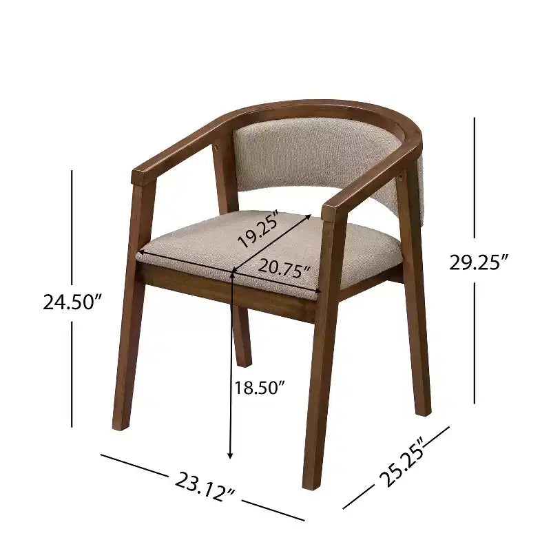 Mid Century Modern Boucle Upholstered Dining Chairs with U-Shaped Armrests