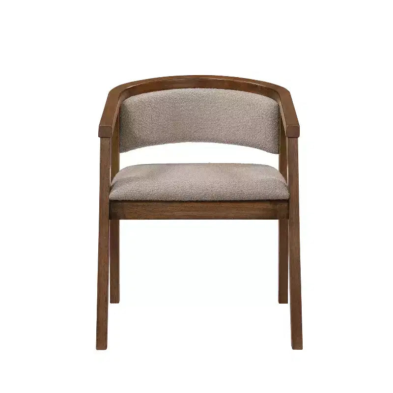 Mid Century Modern Boucle Upholstered Dining Chairs with U-Shaped Armrests