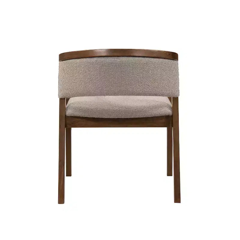 Mid Century Modern Boucle Upholstered Dining Chairs with U-Shaped Armrests