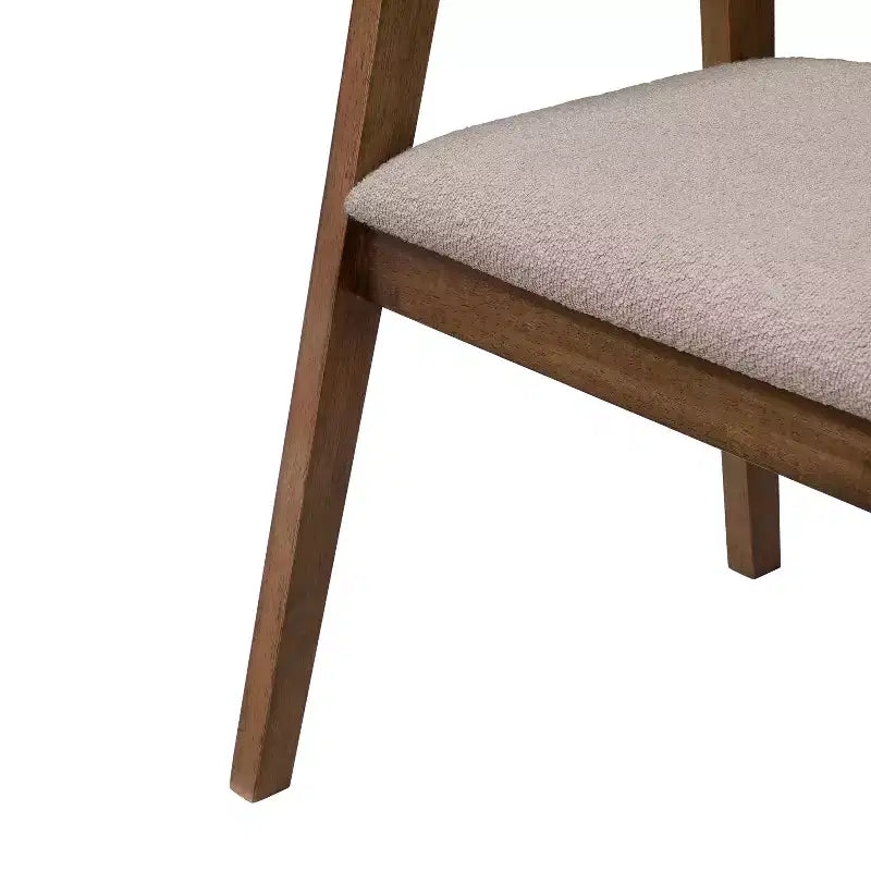 Mid Century Modern Boucle Upholstered Dining Chairs with U-Shaped Armrests