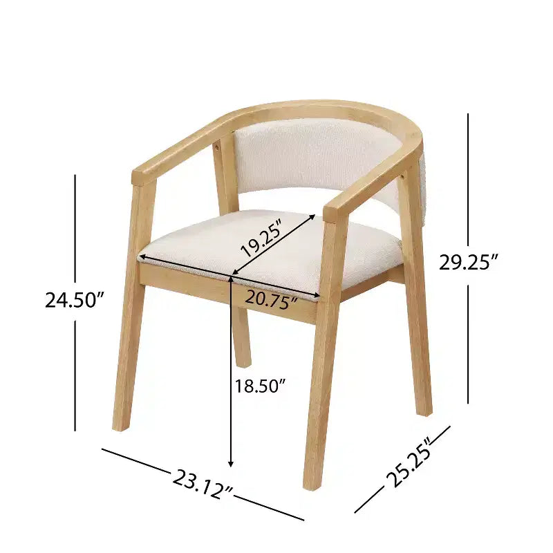 Mid Century Modern Boucle Upholstered Dining Chairs with U-Shaped Armrests