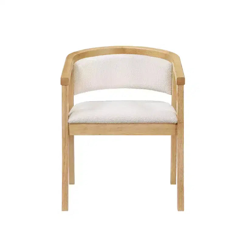 Mid Century Modern Boucle Upholstered Dining Chairs with U-Shaped Armrests