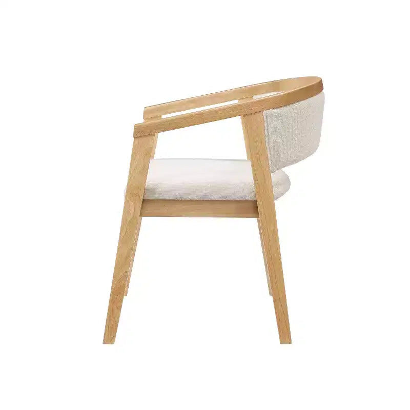 Mid Century Modern Boucle Upholstered Dining Chairs with U-Shaped Armrests
