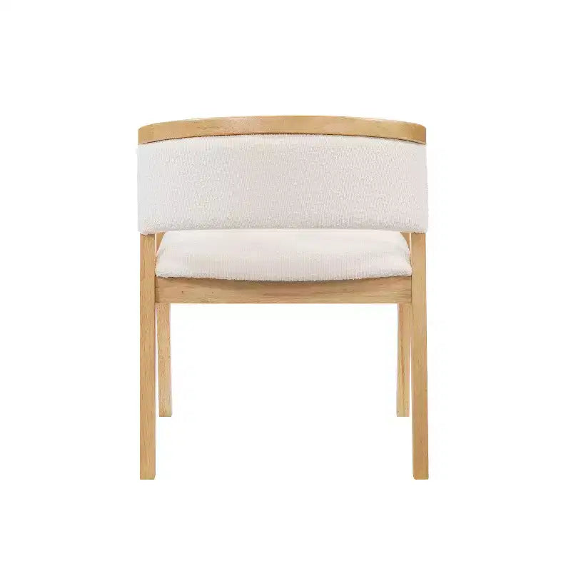 Mid Century Modern Boucle Upholstered Dining Chairs with U-Shaped Armrests