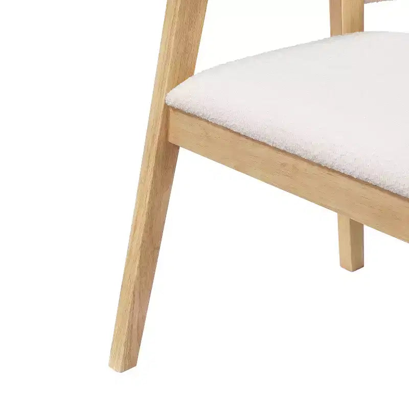 Mid Century Modern Boucle Upholstered Dining Chairs with U-Shaped Armrests