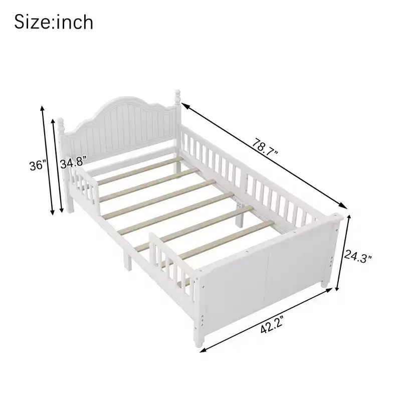 Theodore Contemporary Kids Platform Bed with Headboard and Footboard and Safety Guardrails