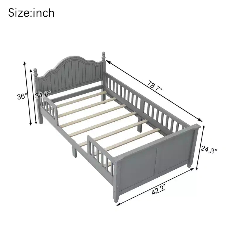 Theodore Contemporary Kids Platform Bed with Headboard and Footboard and Safety Guardrails