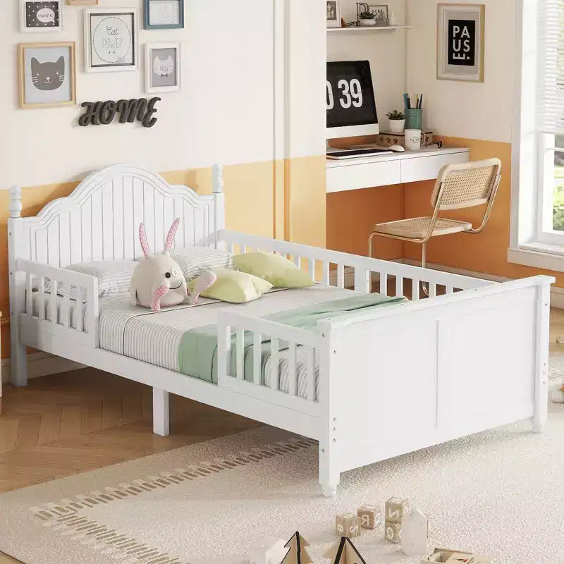 Theodore Contemporary Kids Platform Bed with Headboard and Footboard and Safety Guardrails