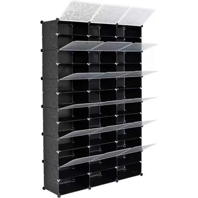 12 Tier Shoe Rack Organizer, Expandable Modular Plastic Shoe Cabinet with Doors, Large Entryway Storage