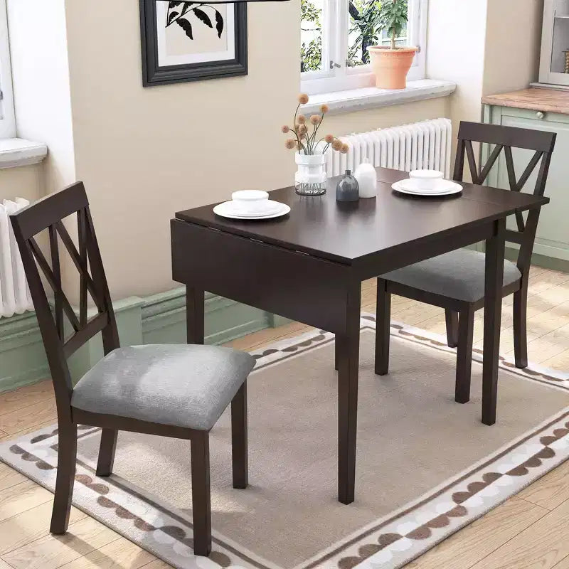 Extendable Dining Table, Kitchen Table with Rubberwood Legs, Folding Table for Dining Room, Small Space