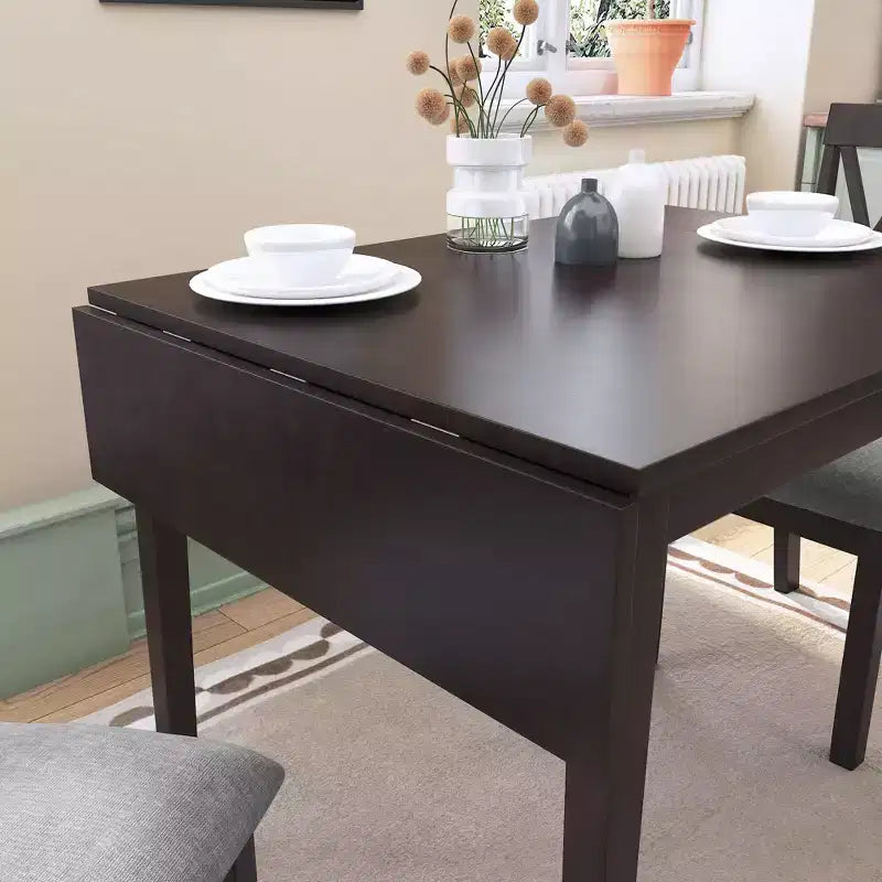 Extendable Dining Table, Kitchen Table with Rubberwood Legs, Folding Table for Dining Room, Small Space