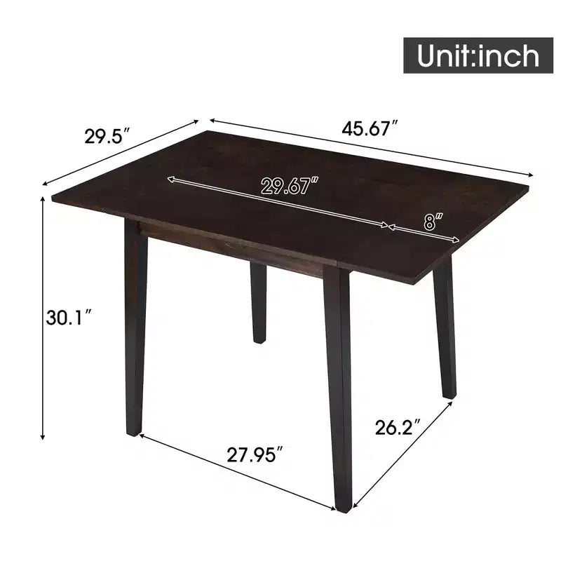 Extendable Dining Table, Kitchen Table with Rubberwood Legs, Folding Table for Dining Room, Small Space