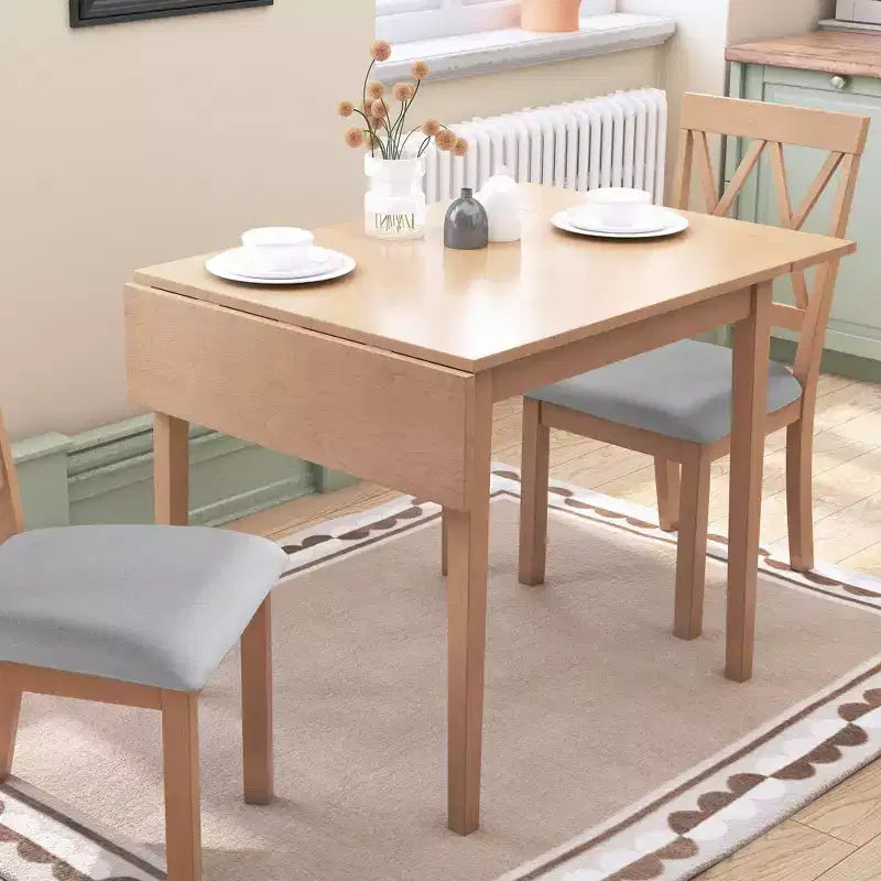 Extendable Dining Table, Kitchen Table with Rubberwood Legs, Folding Table for Dining Room, Small Space