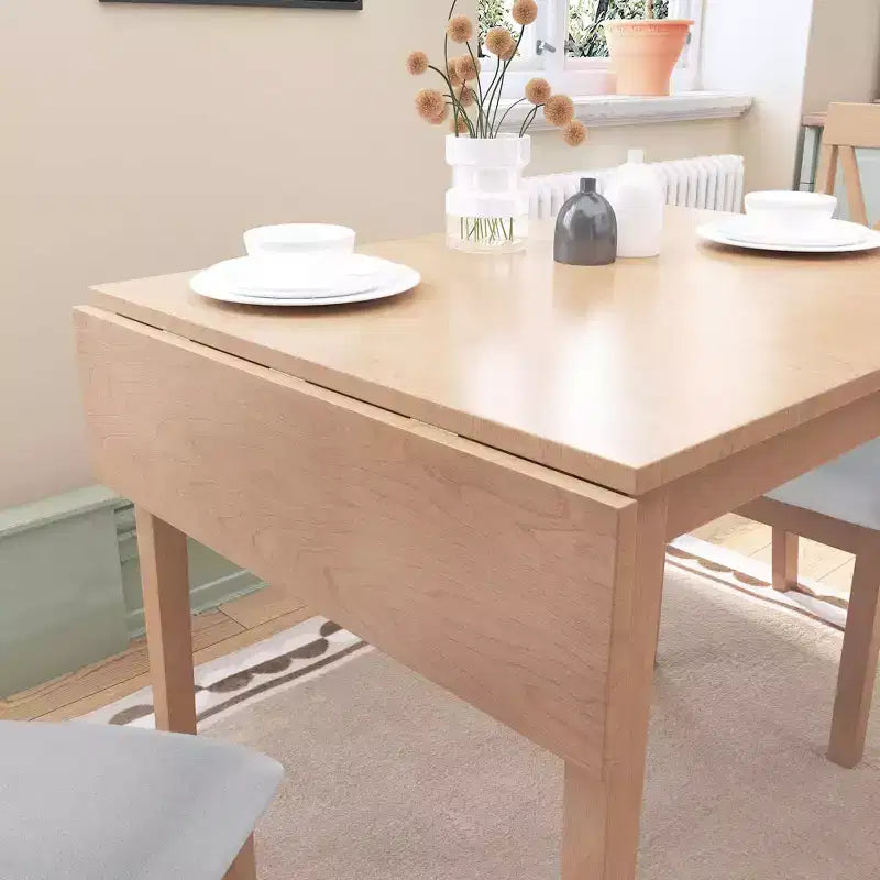 Extendable Dining Table, Kitchen Table with Rubberwood Legs, Folding Table for Dining Room, Small Space