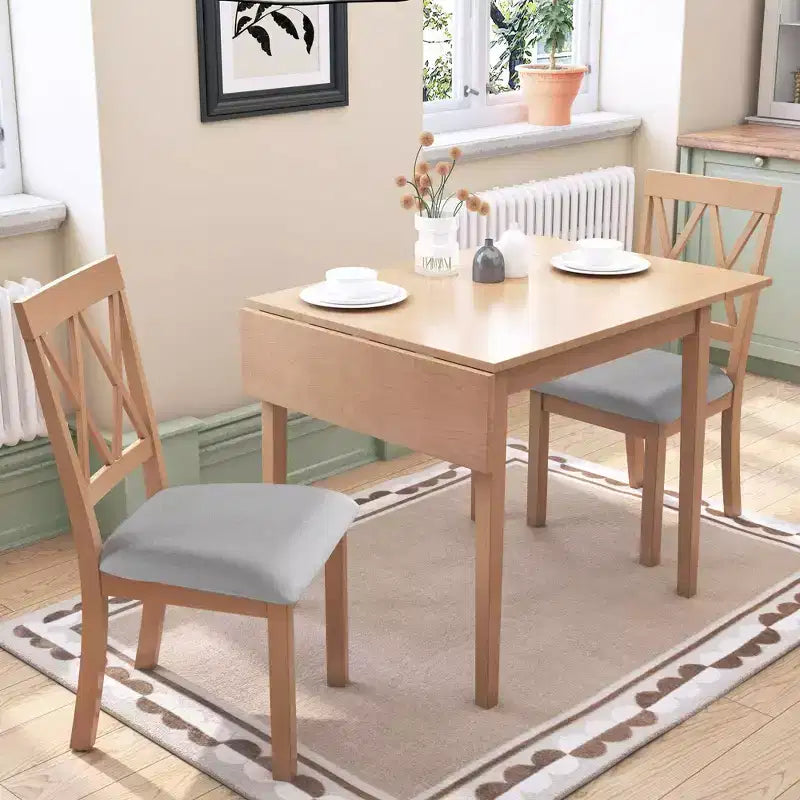 Extendable Dining Table, Kitchen Table with Rubberwood Legs, Folding Table for Dining Room, Small Space