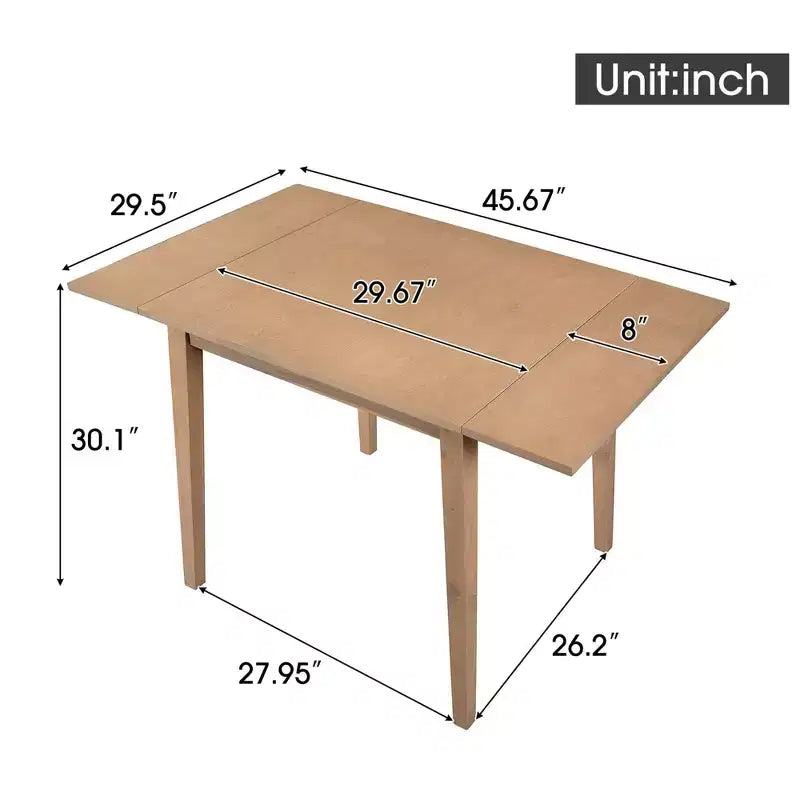 Extendable Dining Table, Kitchen Table with Rubberwood Legs, Folding Table for Dining Room, Small Space