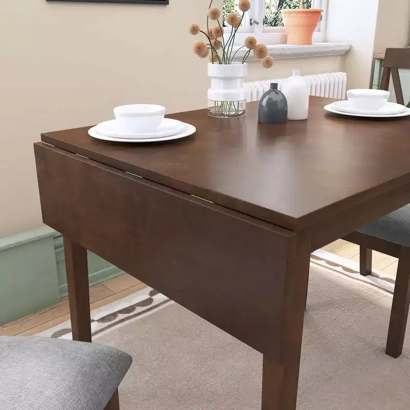 Extendable Dining Table, Kitchen Table with Rubberwood Legs, Folding Table for Dining Room, Small Space