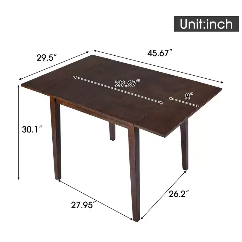 Extendable Dining Table, Kitchen Table with Rubberwood Legs, Folding Table for Dining Room, Small Space