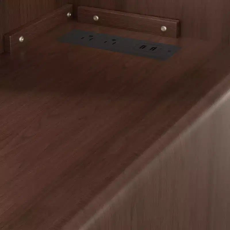 End Table & Corner Table with Drawers, Open Shelves for Bedroom and Corner - Walnut