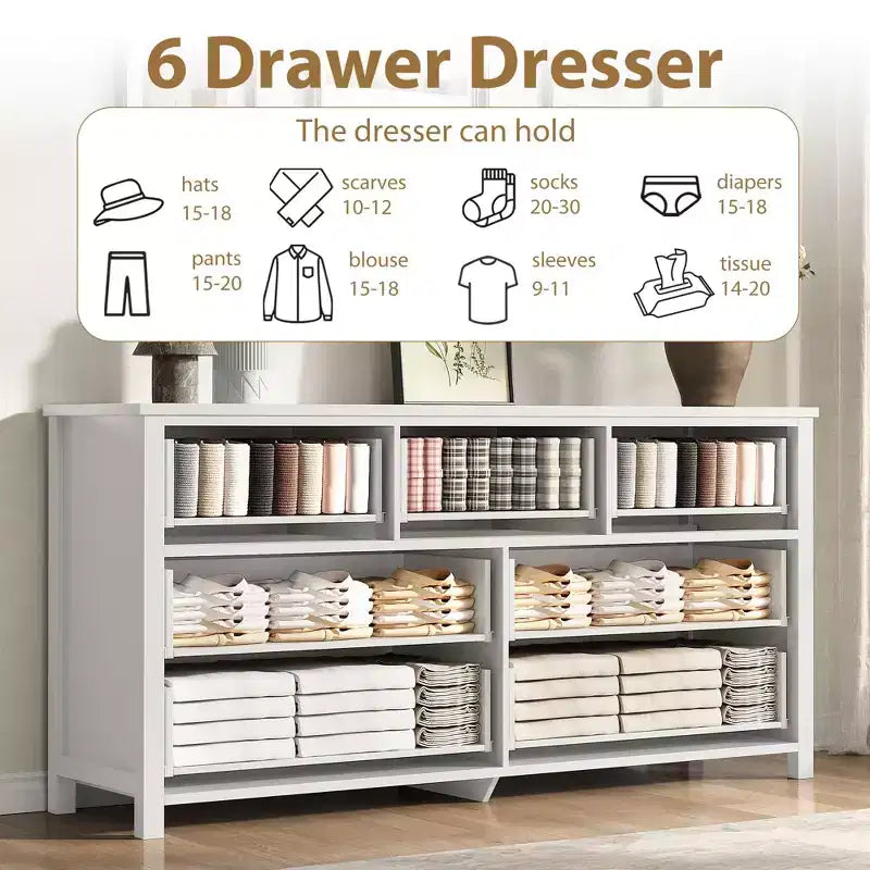 7 Drawer Dresser for Bedroom, 54 Wide Chest of Drawers with Clothes Storage Cabinet, White