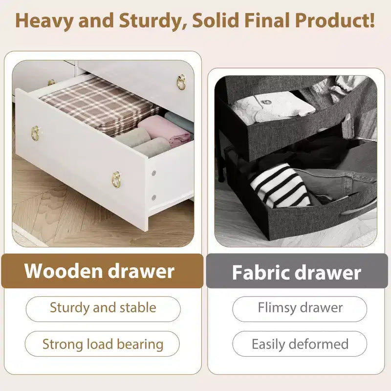 7 Drawer Dresser for Bedroom, 54 Wide Chest of Drawers with Clothes Storage Cabinet, White