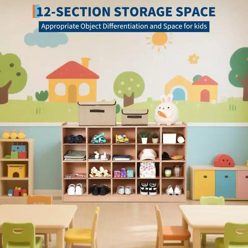 20-Cubby Storage Cabinet with Casters, Mobile Organizer with Anti-Tip Safety for Classroom and Home