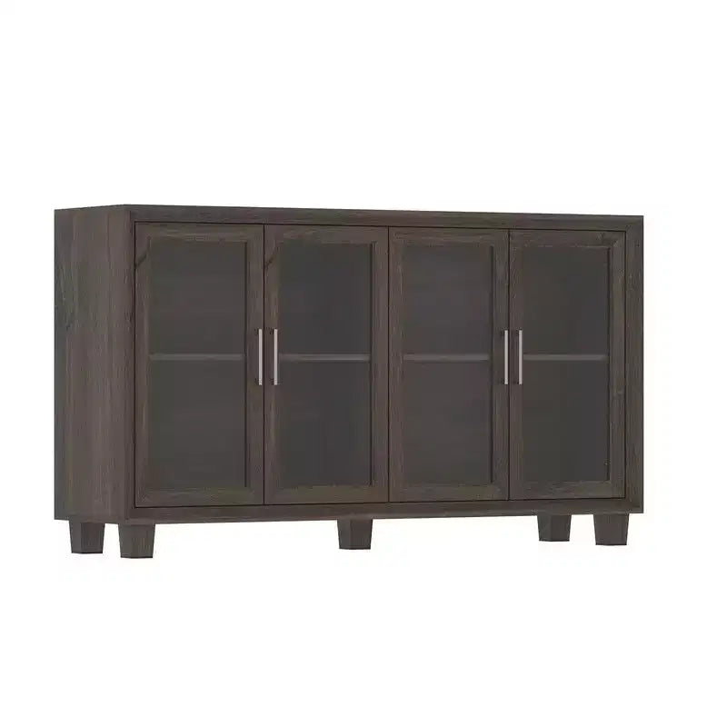 Glass-Door Kitchen Pantry Cabinet,Kitchen Sideboard Buffet Storage Cabinet,Multi - Shelf Storage for Organization,for Dining Room,Brown/White