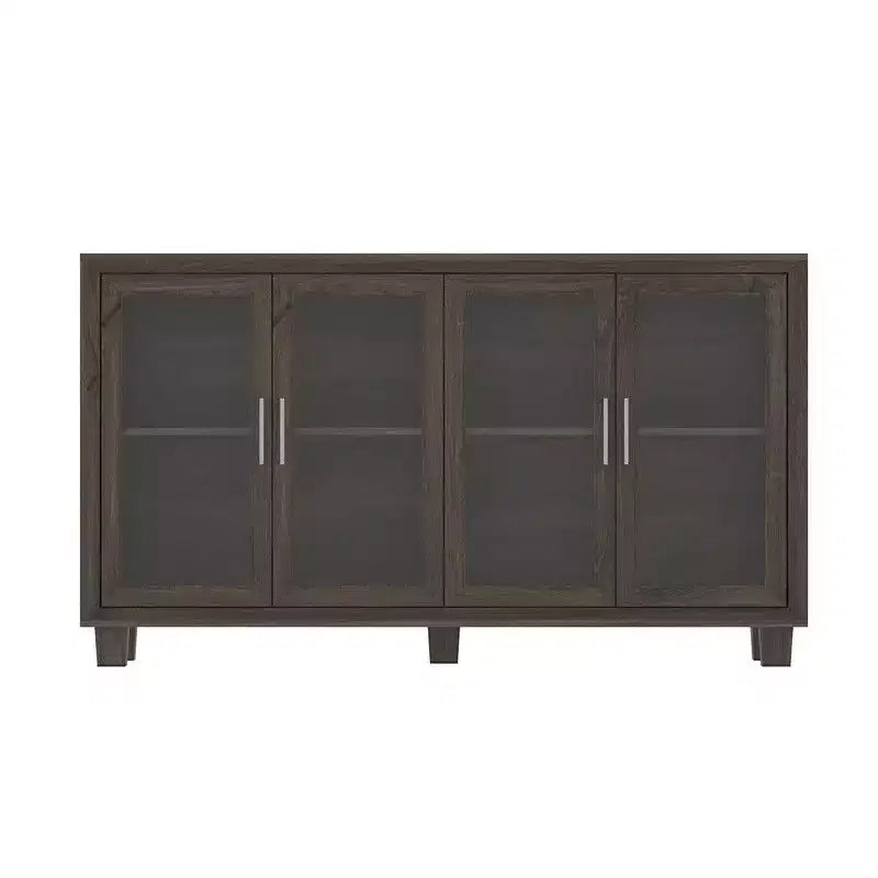 Glass-Door Kitchen Pantry Cabinet,Kitchen Sideboard Buffet Storage Cabinet,Multi - Shelf Storage for Organization,for Dining Room,Brown/White