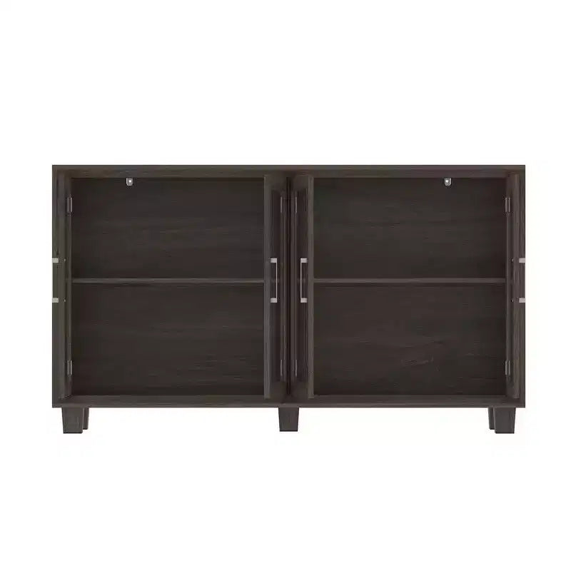 Glass-Door Kitchen Pantry Cabinet,Kitchen Sideboard Buffet Storage Cabinet,Multi - Shelf Storage for Organization,for Dining Room,Brown/White