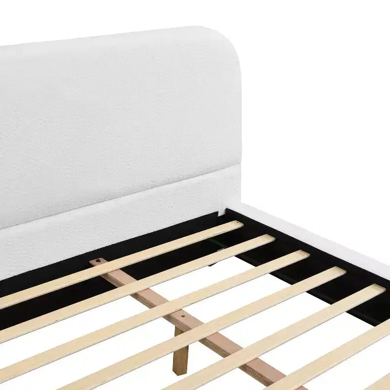 King Upholstered Bed Frame, Elegant Chenille Fabric Platform Bed with Solid Rubber Wood Legs